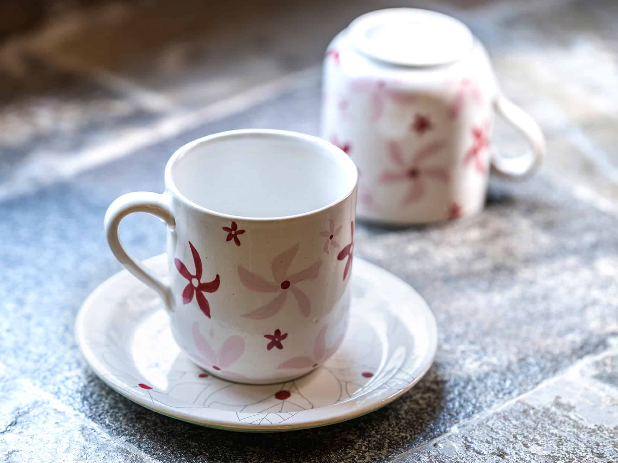 Chai, the Stoneware Teacup & Saucer Set - Pink Dream