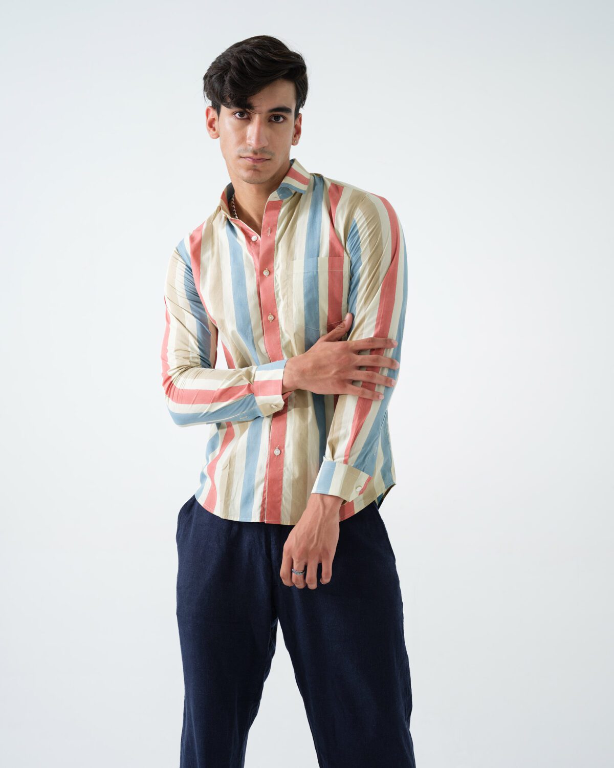 1 - Multi-colour Stripes Men Shirt - SID6C1