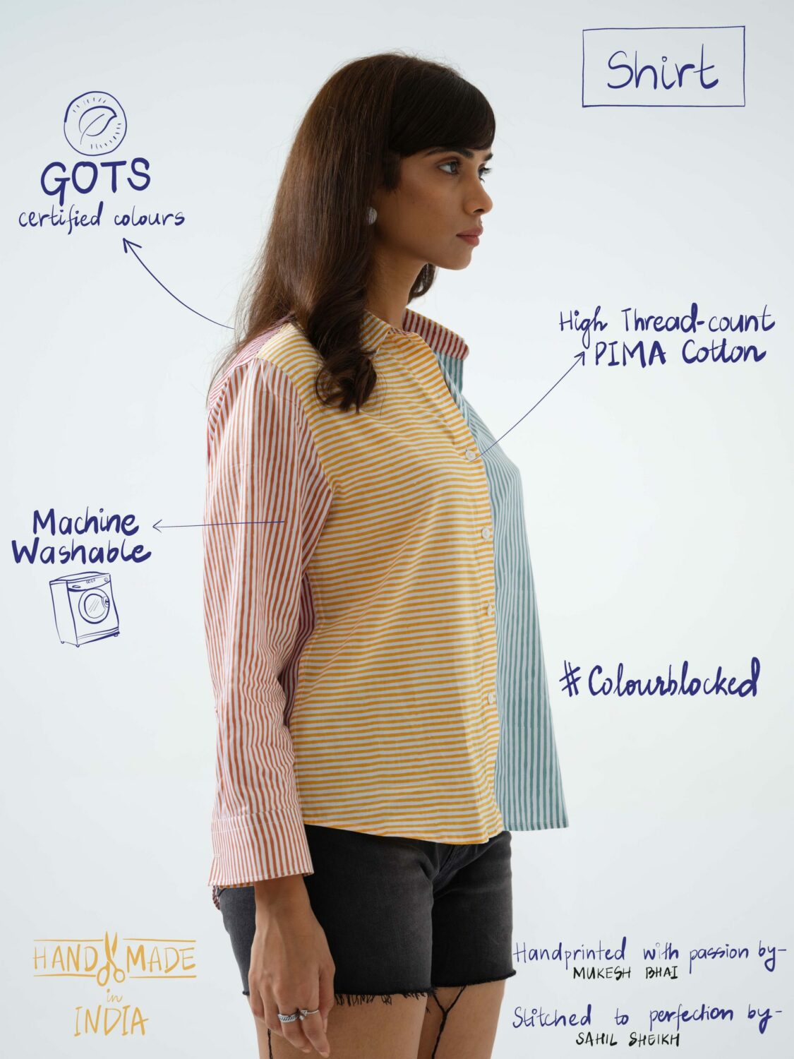 2 - Colourblock Striped Women Shirt - WSLD10C1