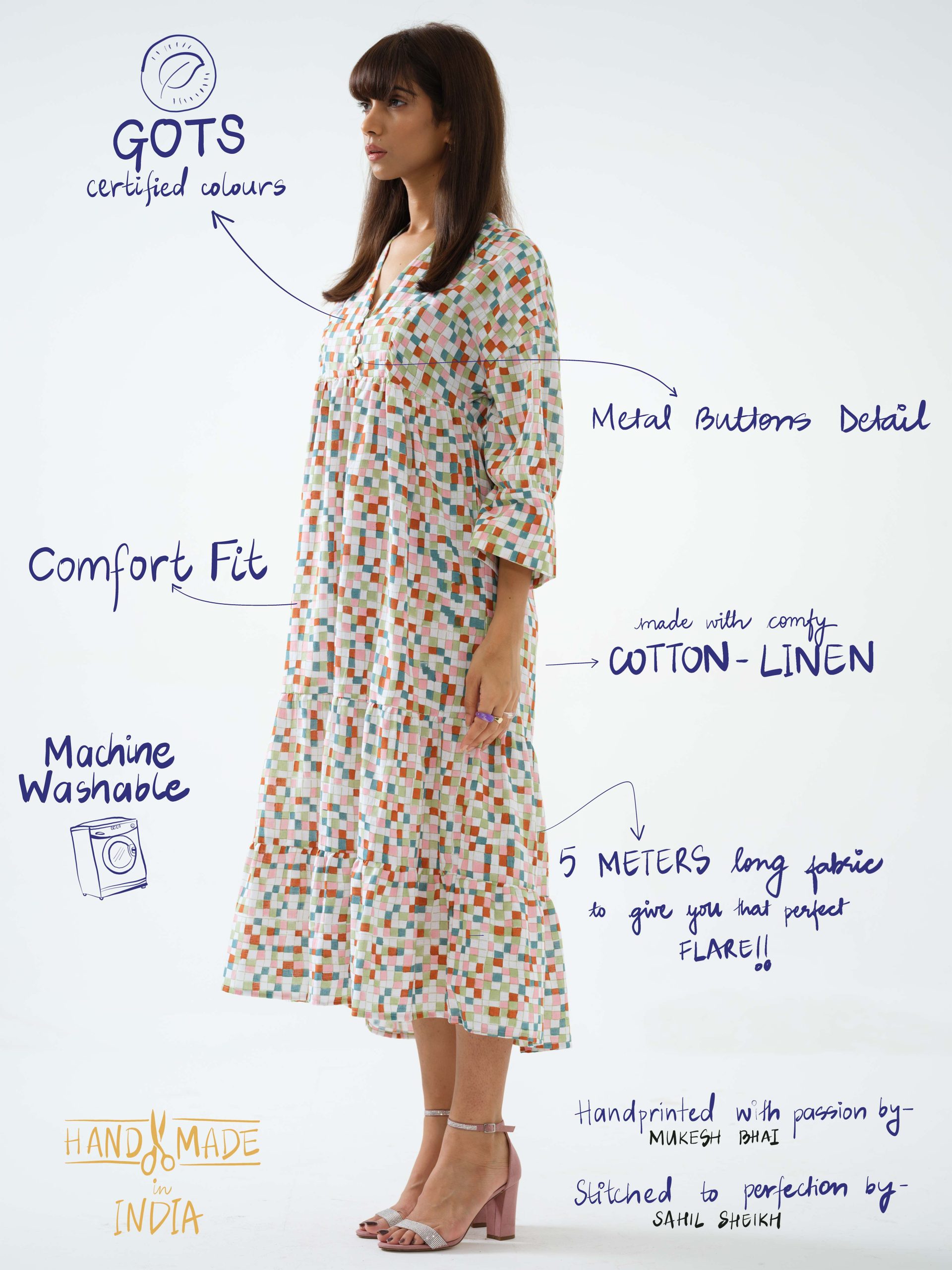 2 - Pastel Pixel Linen Dress - WDLD4C1